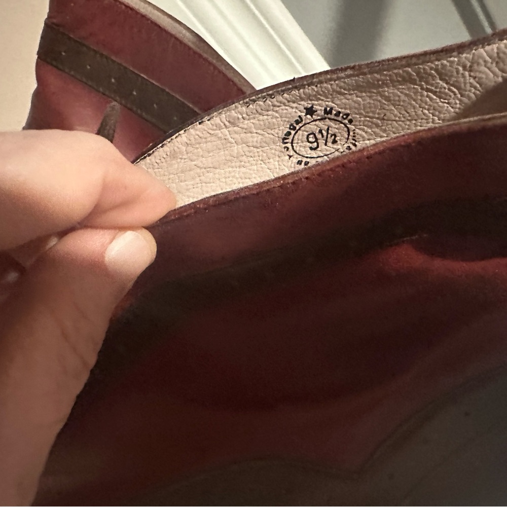 John Fluevog Burgundy and Brown Lace-Up Heels - Picture 3 of 4